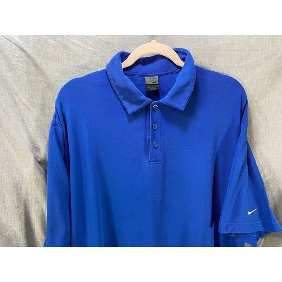 Nike‎ Polo Shirt Adult XL Blue Short Sleeve DRI-FIT Button Golfer Mens. - Picture 2 of 8